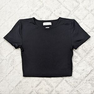 Babaton Shirt Women's XS Black Contour Baby Tee Cropped Top Crew Smooth Tight